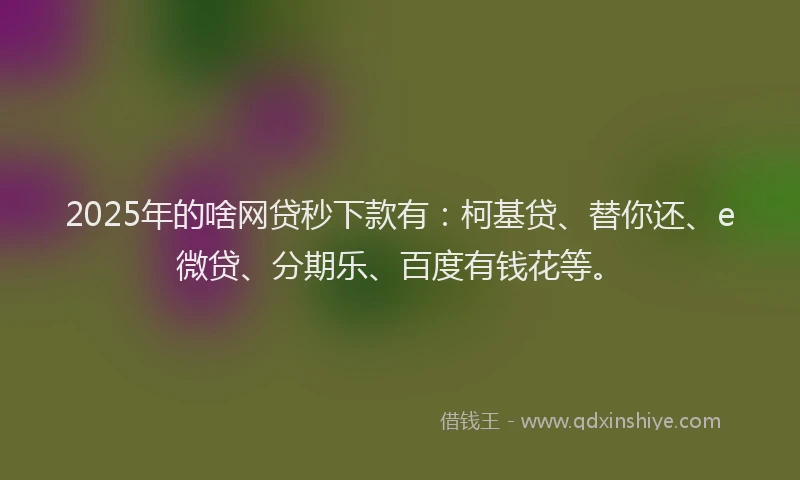 2025年的啥网贷秒下款有：柯基贷、替你还、e微贷、分期乐、百度有钱花等。