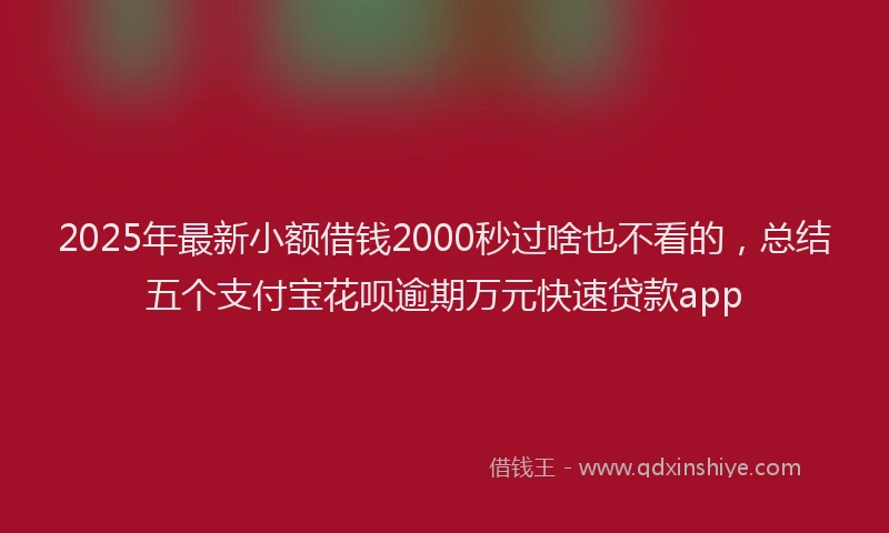 2025年最新小额借钱2000秒过啥也不看的，总结五个支付宝花呗逾期万元快速贷款app