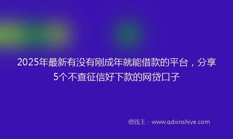 2025年最新有没有刚成年就能借款的平台，分享5个不查征信好下款的网贷口子