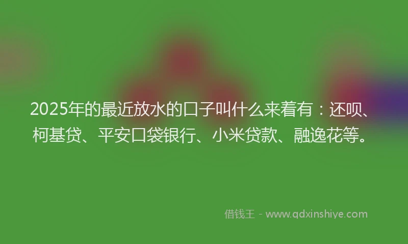 2025年的最近放水的口子叫什么来着有：还呗、柯基贷、平安口袋银行、小米贷款、融逸花等。