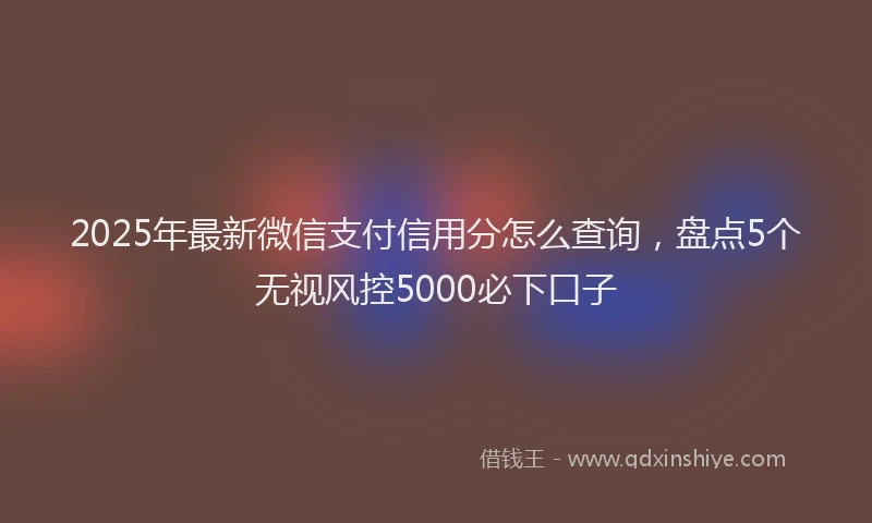 2025年最新微信支付信用分怎么查询，盘点5个无视风控5000必下口子