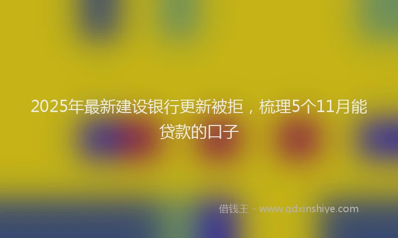 2025年最新建设银行更新被拒，梳理5个11月能贷款的口子