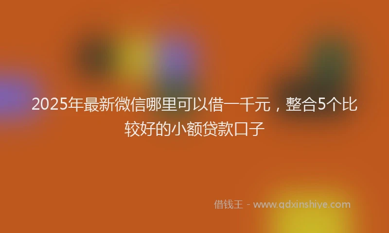 2025年最新微信哪里可以借一千元，整合5个比较好的小额贷款口子