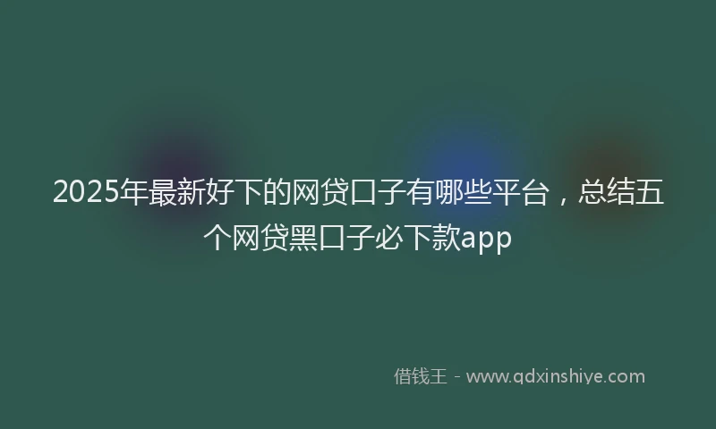 2025年最新好下的网贷口子有哪些平台，总结五个网贷黑口子必下款app