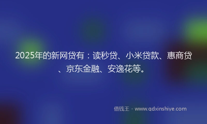 2025年的新网贷有：读秒贷、小米贷款、惠商贷、京东金融、安逸花等。