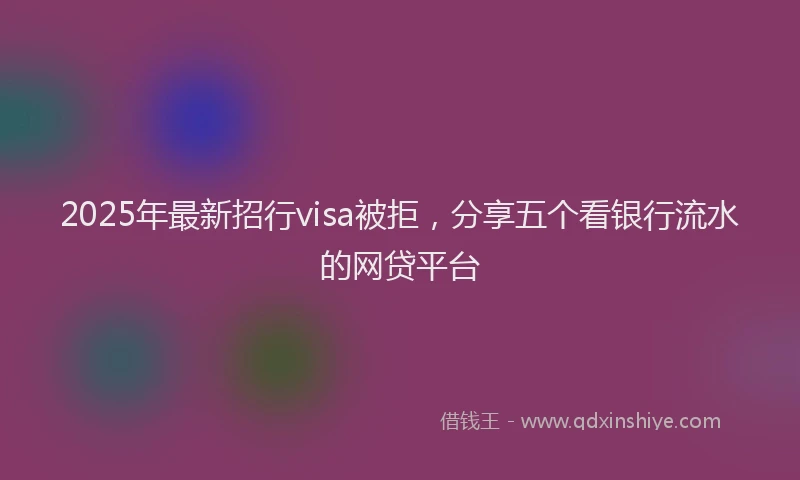 2025年最新招行visa被拒，分享五个看银行流水的网贷平台