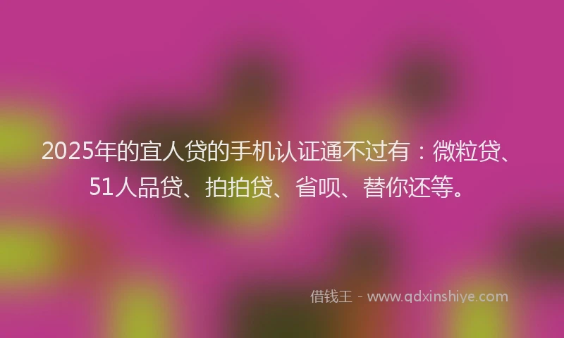 2025年的宜人贷的手机认证通不过有：微粒贷、51人品贷、拍拍贷、省呗、替你还等。