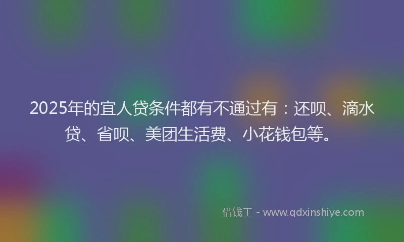 2025年的宜人贷条件都有不通过有：还呗、滴水贷、省呗、美团生活费、小花钱包等。