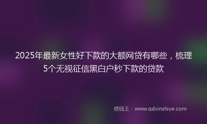 2025年最新女性好下款的大额网贷有哪些，梳理5个无视征信黑白户秒下款的贷款