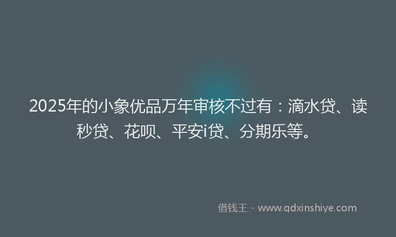 2025年的小象优品万年审核不过有：滴水贷、读秒贷、花呗、平安i贷、分期乐等。