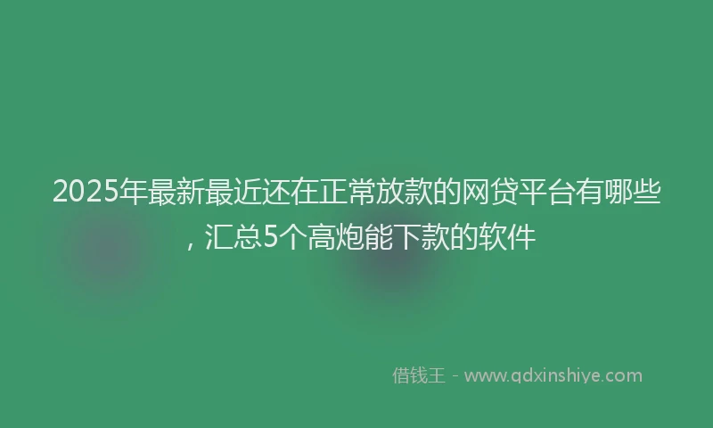 2025年最新最近还在正常放款的网贷平台有哪些，汇总5个高炮能下款的软件