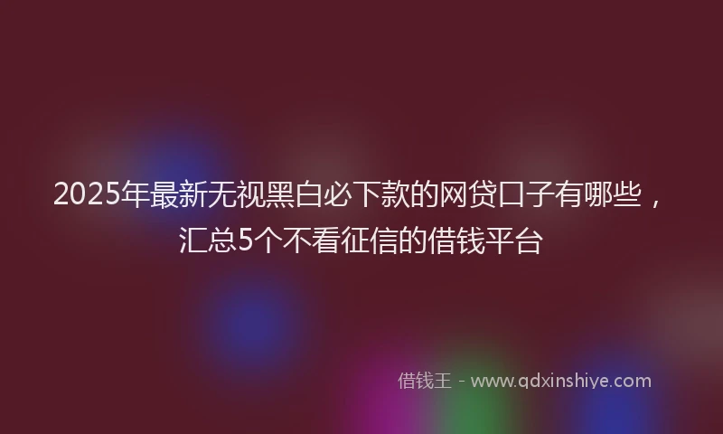 2025年最新无视黑白必下款的网贷口子有哪些，汇总5个不看征信的借钱平台