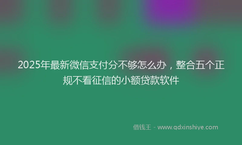 2025年最新微信支付分不够怎么办，整合五个正规不看征信的小额贷款软件