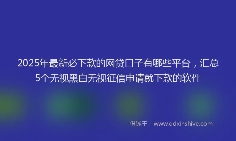 2025年最新必下款的网贷口子有哪些平台，汇总5个无视黑白无视征信申请就下款的软件