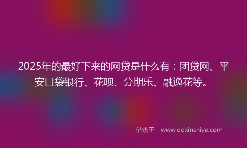 2025年的最好下来的网贷是什么有：团贷网、平安口袋银行、花呗、分期乐、融逸花等。