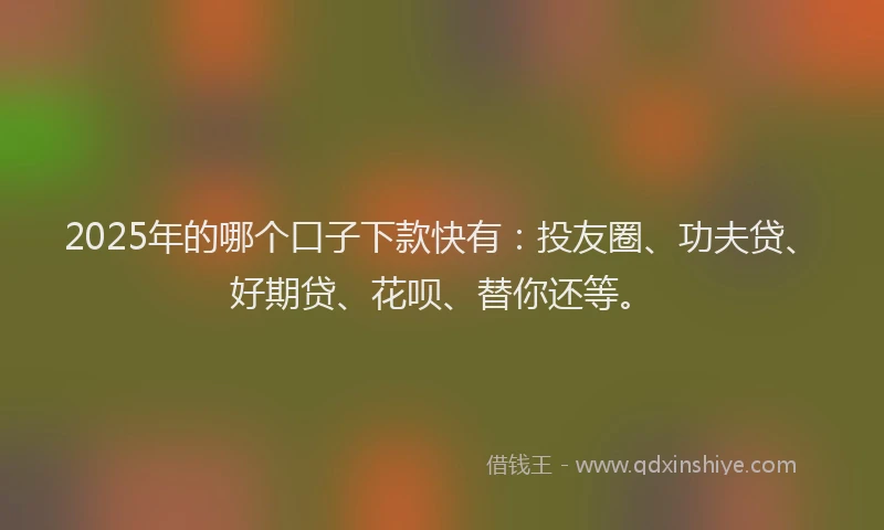 2025年的哪个口子下款快有：投友圈、功夫贷、好期贷、花呗、替你还等。