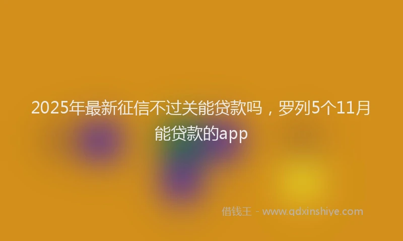 2025年最新征信不过关能贷款吗，罗列5个11月能贷款的app