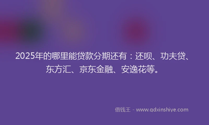 2025年的哪里能贷款分期还有：还呗、功夫贷、东方汇、京东金融、安逸花等。