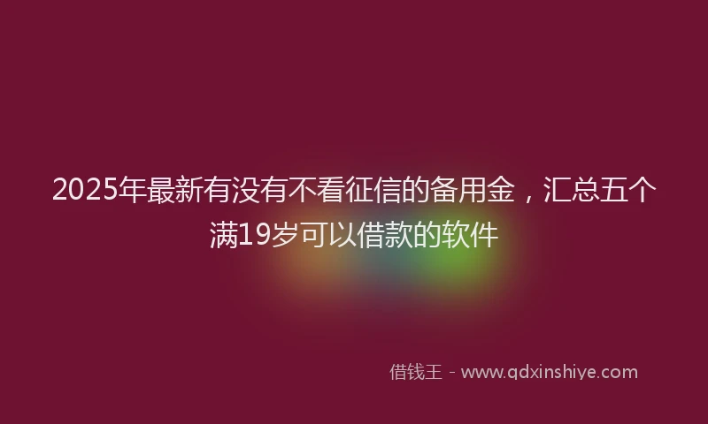 2025年最新有没有不看征信的备用金，汇总五个满19岁可以借款的软件