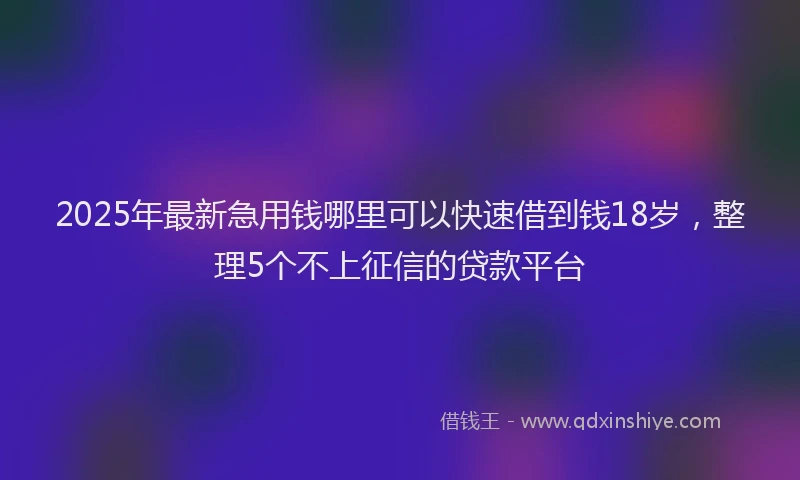 2025年最新急用钱哪里可以快速借到钱18岁，整理5个不上征信的贷款平台