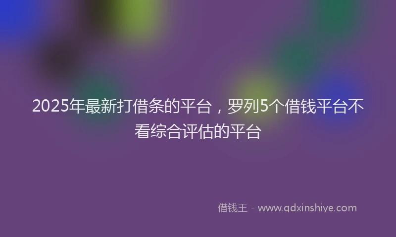 2025年最新打借条的平台，罗列5个借钱平台不看综合评估的平台