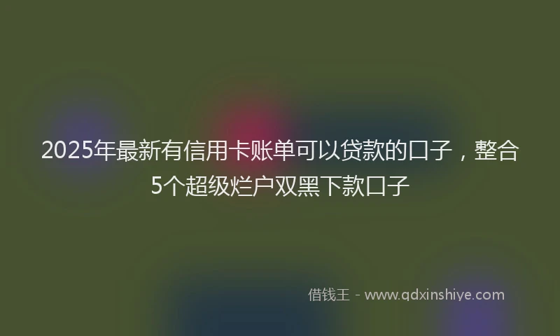 2025年最新有信用卡账单可以贷款的口子，整合5个超级烂户双黑下款口子
