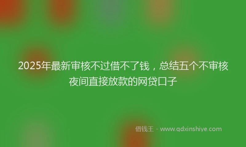 2025年最新审核不过借不了钱，总结五个不审核夜间直接放款的网贷口子