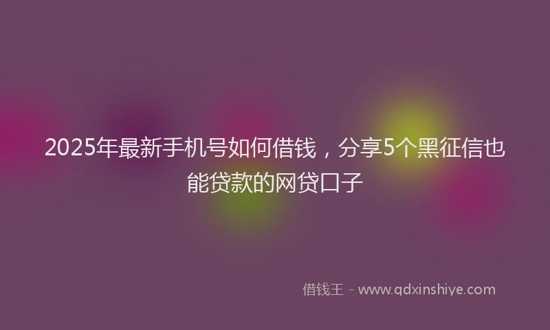 2025年最新手机号如何借钱，分享5个黑征信也能贷款的网贷口子