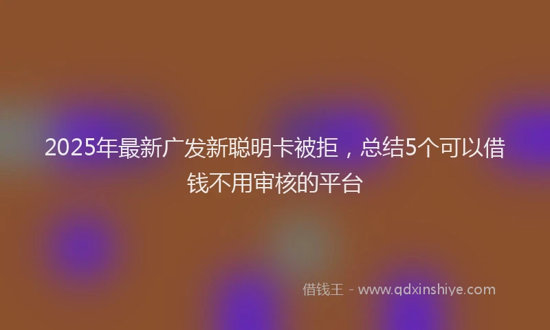 2025年最新广发新聪明卡被拒，总结5个可以借钱不用审核的平台