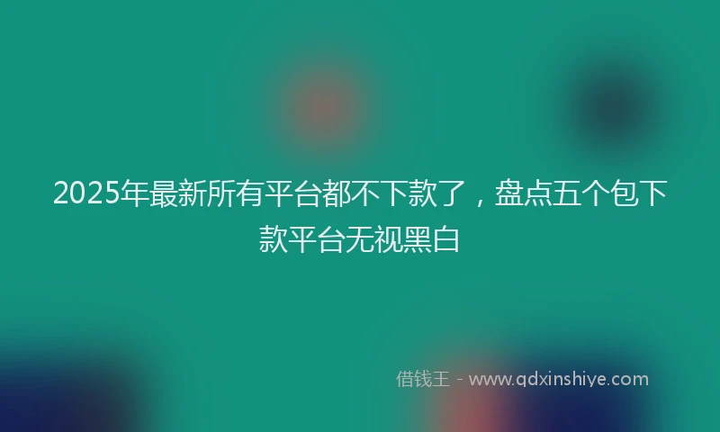2025年最新所有平台都不下款了，盘点五个包下款平台无视黑白