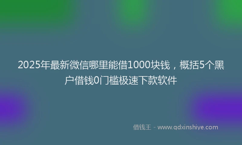 2025年最新微信哪里能借1000块钱，概括5个黑户借钱0门槛极速下款软件