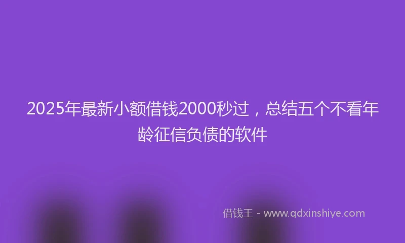 2025年最新小额借钱2000秒过，总结五个不看年龄征信负债的软件
