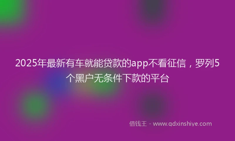 2025年最新有车就能贷款的app不看征信，罗列5个黑户无条件下款的平台