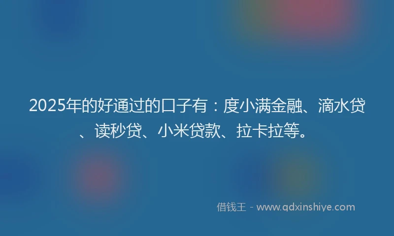 2025年的好通过的口子有：度小满金融、滴水贷、读秒贷、小米贷款、拉卡拉等。
