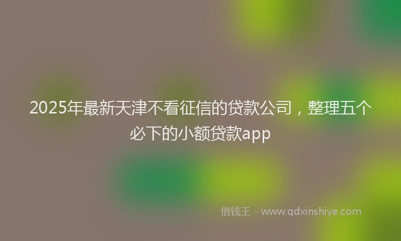 2025年最新天津不看征信的贷款公司，整理五个必下的小额贷款app