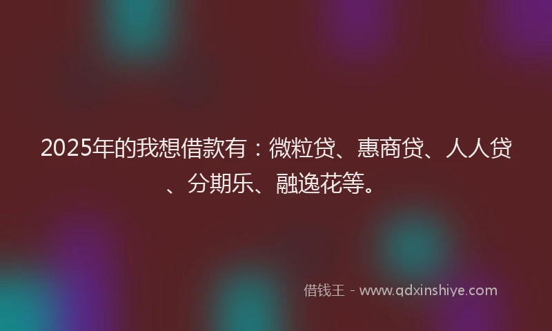 2025年的我想借款有：微粒贷、惠商贷、人人贷、分期乐、融逸花等。