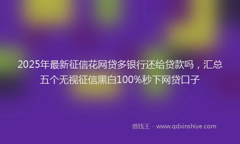 2025年最新征信花网贷多银行还给贷款吗，汇总五个无视征信黑白100%秒下网贷口子