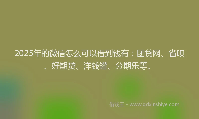 2025年的微信怎么可以借到钱有：团贷网、省呗、好期贷、洋钱罐、分期乐等。