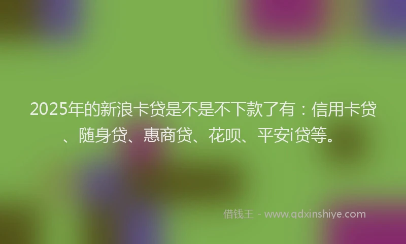 2025年的新浪卡贷是不是不下款了有：信用卡贷、随身贷、惠商贷、花呗、平安i贷等。