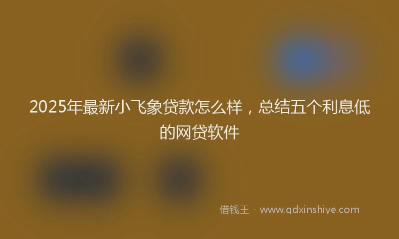 2025年最新小飞象贷款怎么样，总结五个利息低的网贷软件