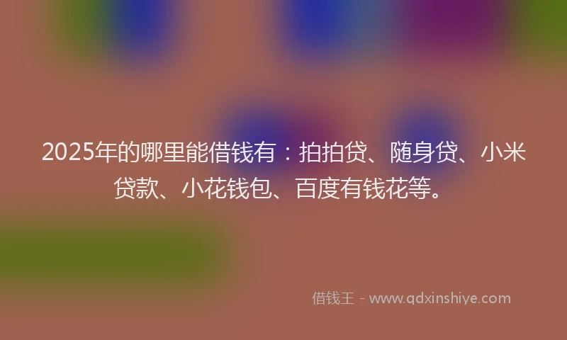 2025年的哪里能借钱有：拍拍贷、随身贷、小米贷款、小花钱包、百度有钱花等。