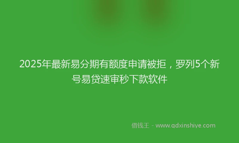 2025年最新易分期有额度申请被拒，罗列5个新号易贷速审秒下款软件