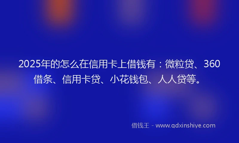 2025年的怎么在信用卡上借钱有：微粒贷、360借条、信用卡贷、小花钱包、人人贷等。