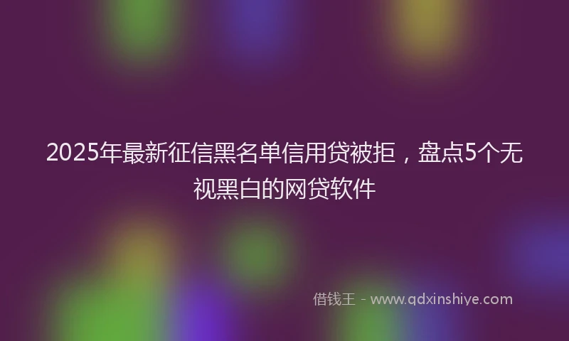 2025年最新征信黑名单信用贷被拒，盘点5个无视黑白的网贷软件