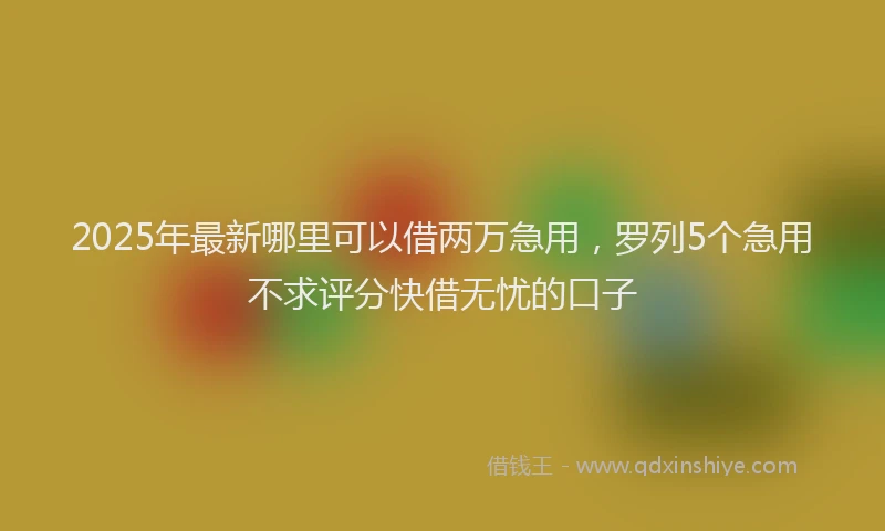 2025年最新哪里可以借两万急用，罗列5个急用不求评分快借无忧的口子