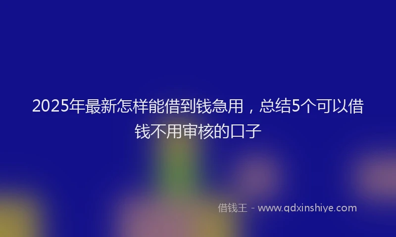 2025年最新怎样能借到钱急用，总结5个可以借钱不用审核的口子