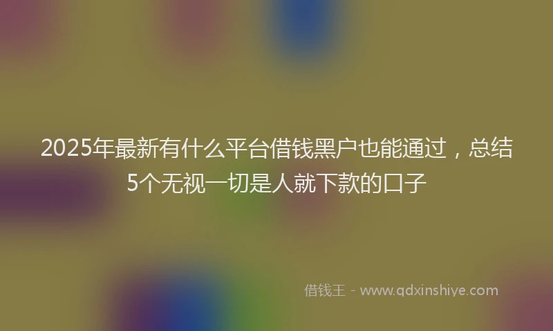 2025年最新有什么平台借钱黑户也能通过，总结5个无视一切是人就下款的口子