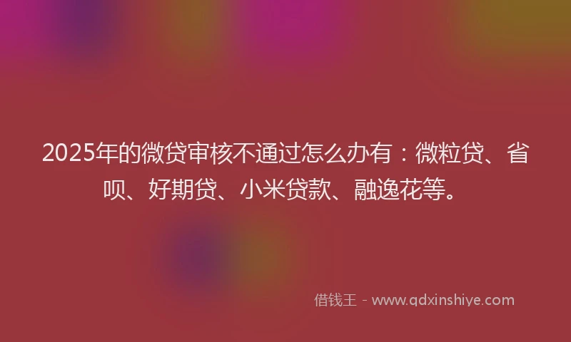 2025年的微贷审核不通过怎么办有：微粒贷、省呗、好期贷、小米贷款、融逸花等。