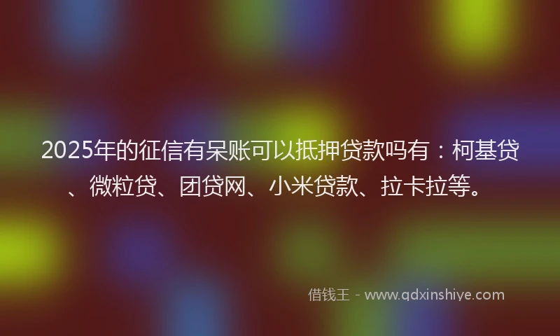 2025年的征信有呆账可以抵押贷款吗有：柯基贷、微粒贷、团贷网、小米贷款、拉卡拉等。