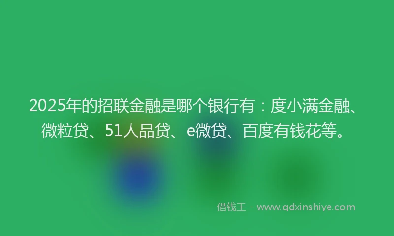 2025年的招联金融是哪个银行有：度小满金融、微粒贷、51人品贷、e微贷、百度有钱花等。